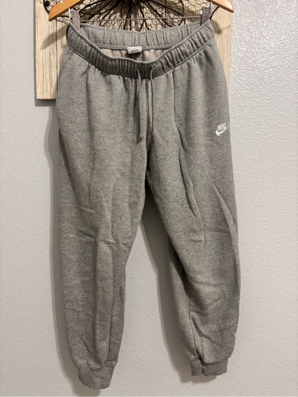 Nike Gray Heather Women's Fleece Joggers with White Swoosh